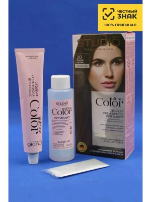 Стойкая Крем-краска для волос Ultima Color, тон 3.0 Темный Каштан