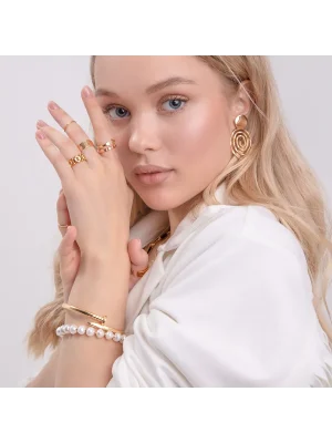 Серьги два золотистых овала в спирали, длина 5 см