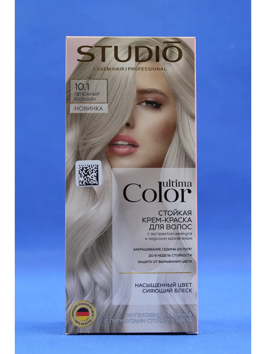 Стойкая Крем-краска для волос Ultima Color, тон 10.1 Пепельный блондин — изображение 2