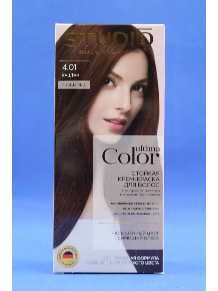 Стойкая Крем-краска для волос Ultima Color, тон 4.01 Каштан — изображение 2