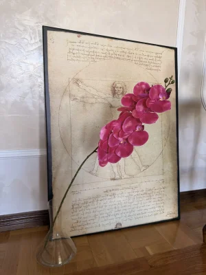 Орхидея искусственная реалистичная фуксия, длина 94 см